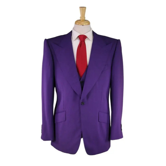 Edward Sexton Bespoke Custom Made for Adam Lambert Purple 3-Piece Suit 42L - Picture 3 of 14